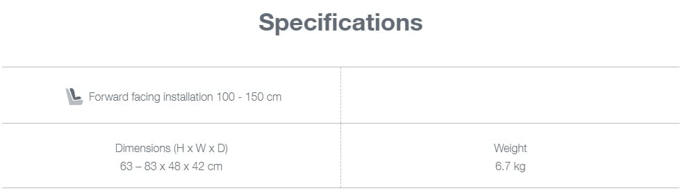 Specifications Kidfix i-size